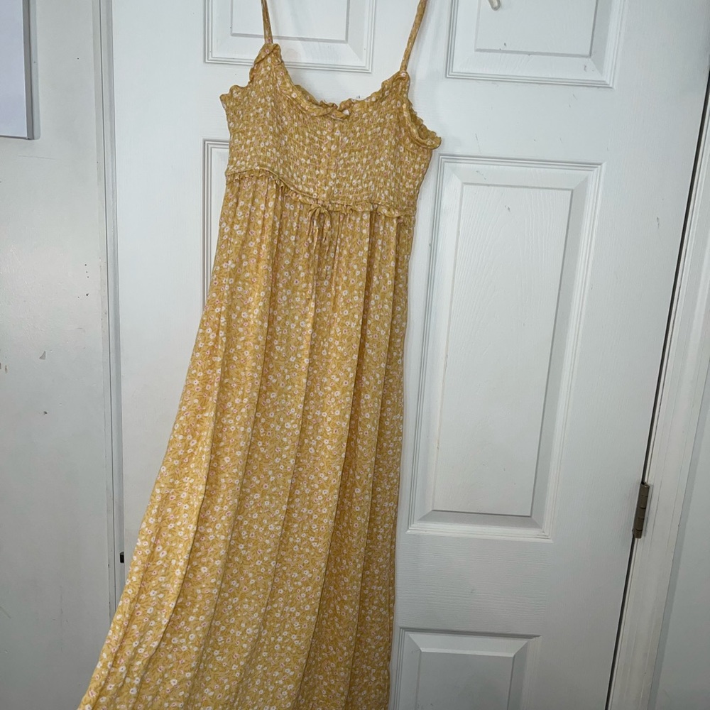 Mustard Yellow Maxi Dress with Adjustable Spaghetti Straps
